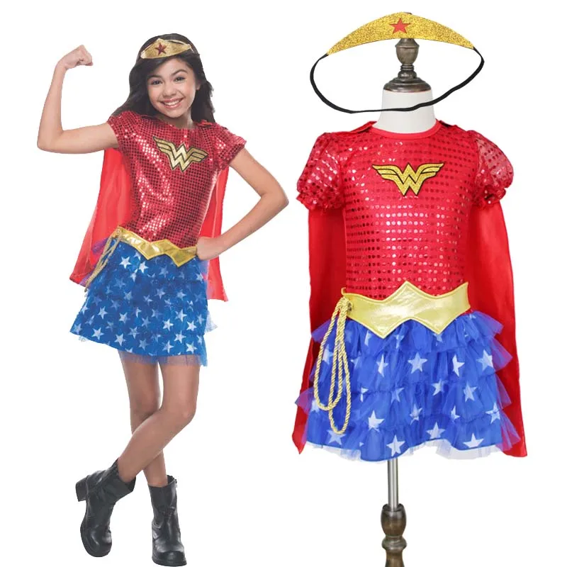 Kids Superhero Cosplay Costumes Super Girls Dress Superwoman Dress Super Hero Halloween Clothes image 3