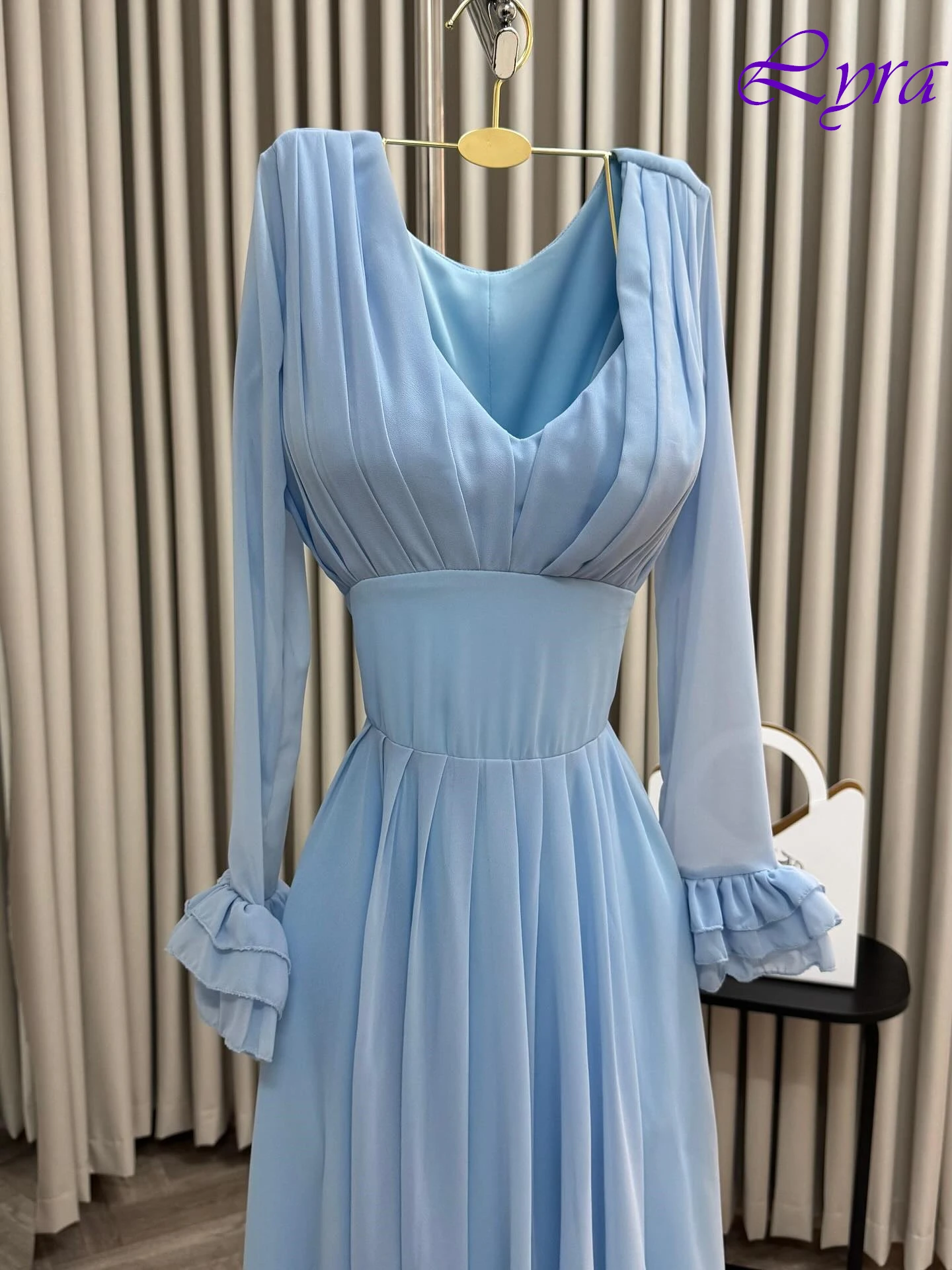 تخصيص ألف خط الخامس الرقبة طويلة الأكمام أنيقة مساء اللباس الرسمي حساسة المشاهير أثواب أزياء عالية الجودة حزب اللباس