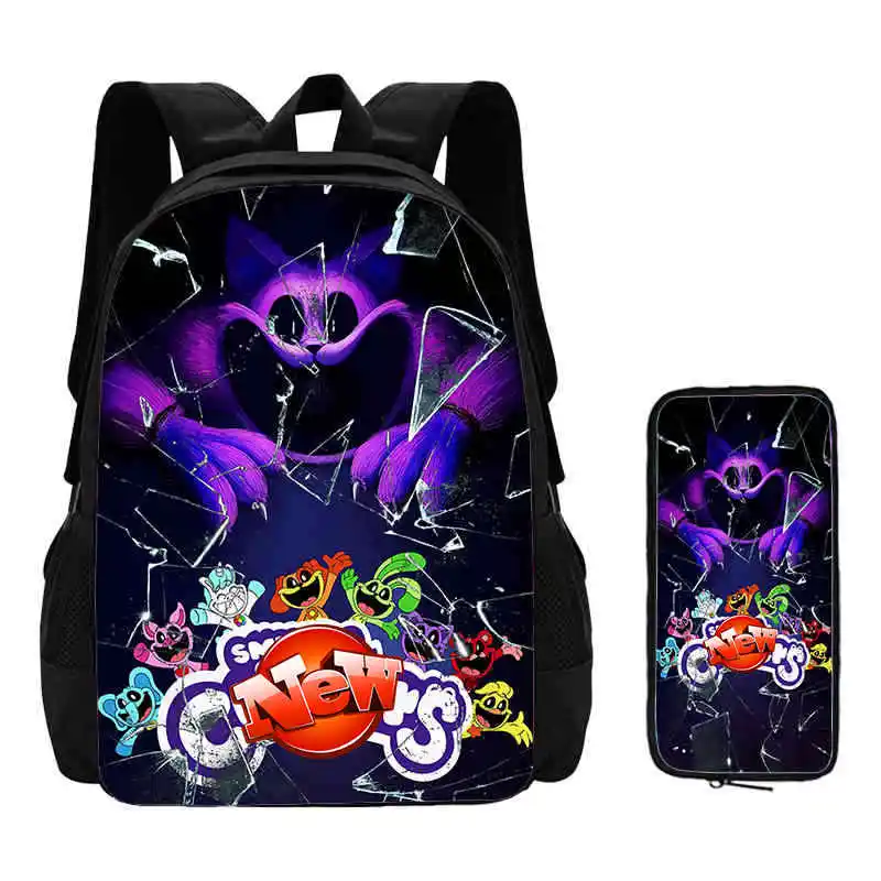 

2pcs Set Smiling Mochila C-Critters School Backpacks with Pencil Bags ,School Bags for Pupil Students,Cartoon Children Backpack