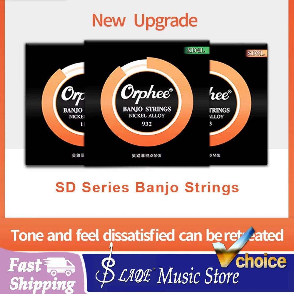 Orphee Banjo 4/5/6 String Nickel Alloy Rust Resistant Wound Hexagonal Steel Core SD4L SD5L SD6L Banjo Parts & Accessories
