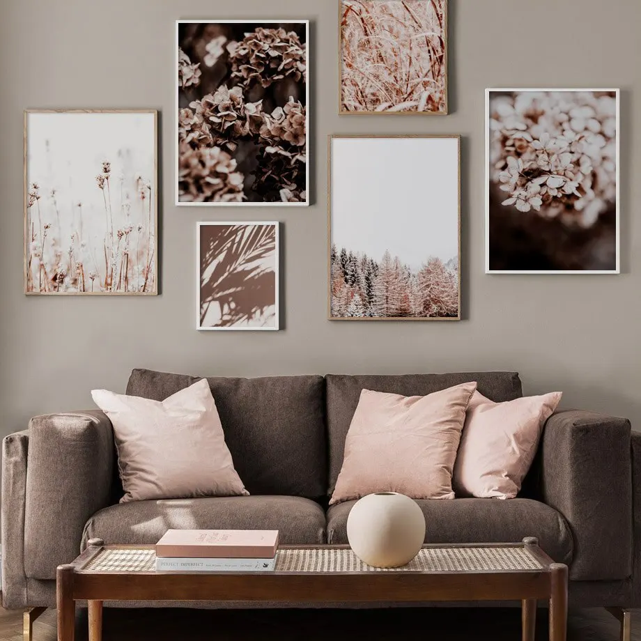 Modern Nordic Landscape Painting Wall Art Canvas Plant Flower Leaf Picture Forest Farm Wheat Dune Posters Living Room Decoration