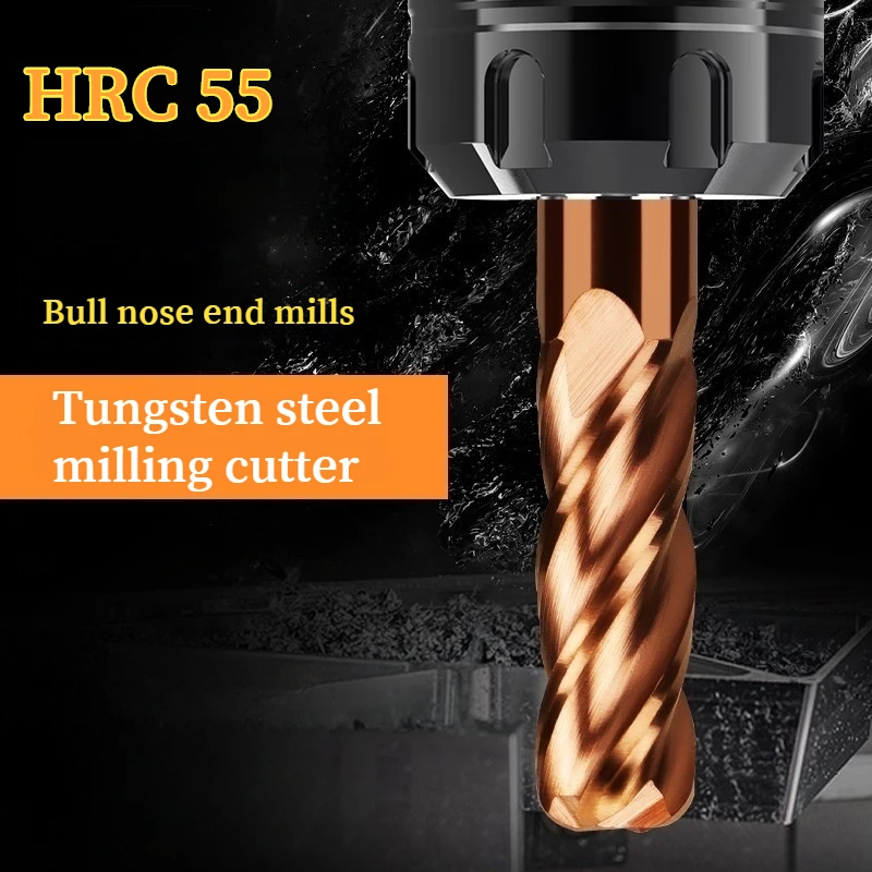 

HRC55 Coated Carbide 4 Flute Corner Radius End Mill for CNC Milling