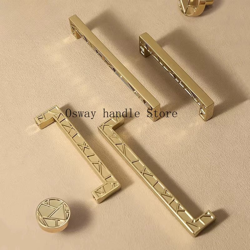 Brass gold wardrobe door double hole handle modern simple drawer cabinet door American European brass
