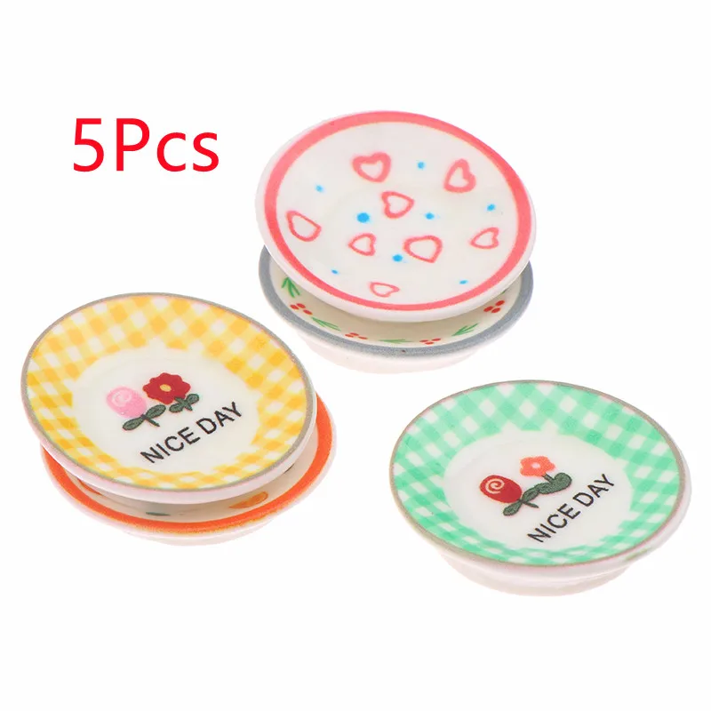 5 pçs 1/12 casa de bonecas mini pratos pratos modelo casa de bonecas simulação cozinha decoração casa bonecas acessórios fingir jogar brinquedos