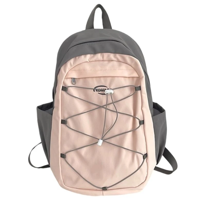 Contrast Color Nylon Backpack Large Capacity Laptop Bag School Student Daypack