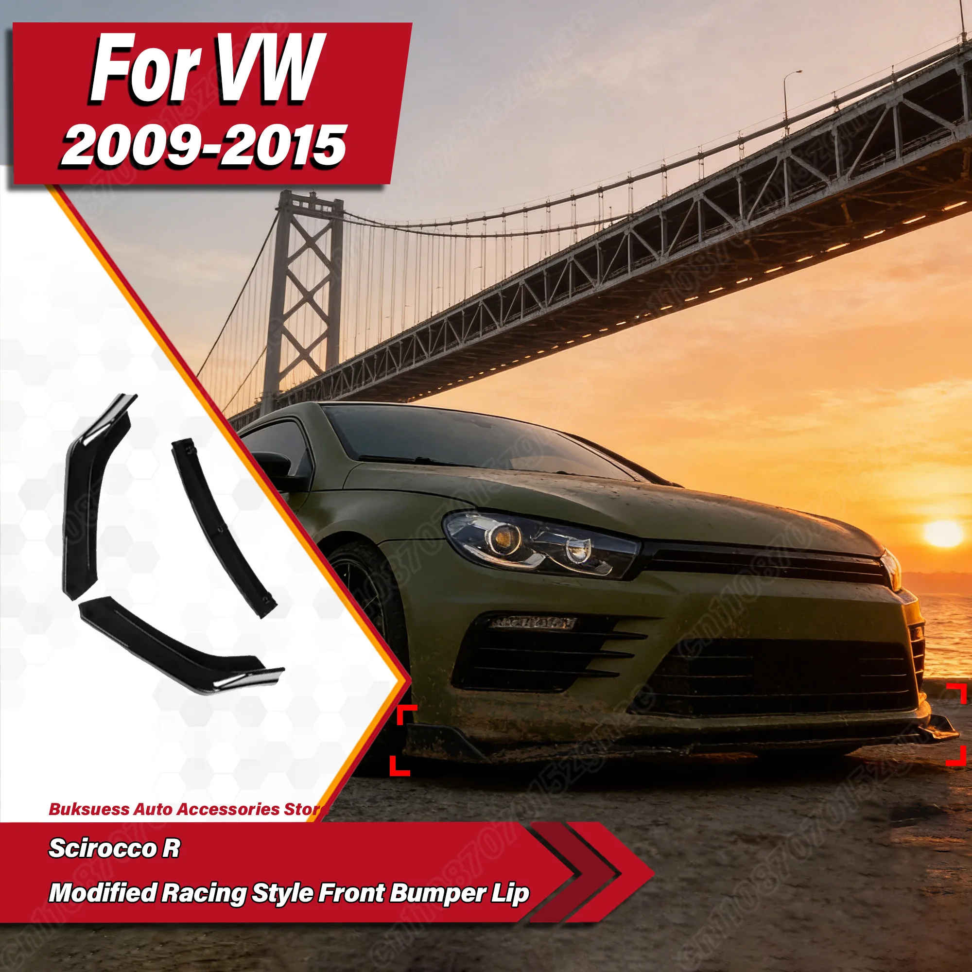 

Для VW Scirocco R 2010-2014: Модифицированный передний бампер в гоночном стиле, сплиттер, обвес, спойлер-«нижняя губа» для автомобиля