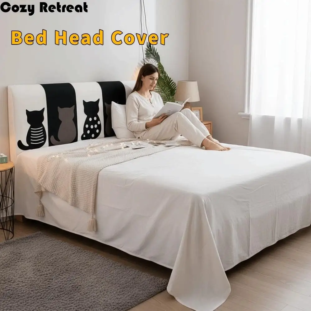 

Эластичный чехол на изголовье кровати с рисунком кота из мультфильма, приятный для кожи, пылезащитный чехол для прикроватной тумбочки для спальни
