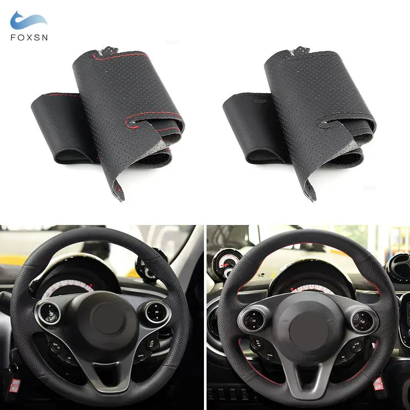 Mikrofaser Leder Auto Innen Zubehör Lenkrad Abdeckung Trim Für Mercedes Benz Smart Fortwo 2015 2016 2017 2018