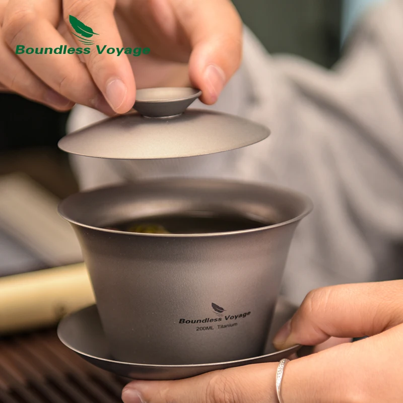 Boundless Voyage-Service à thé Kung Fu Gaiwan en titane à double paroi, tasse à thé traditionnelle chinoise avec couvercle, soupière portable
