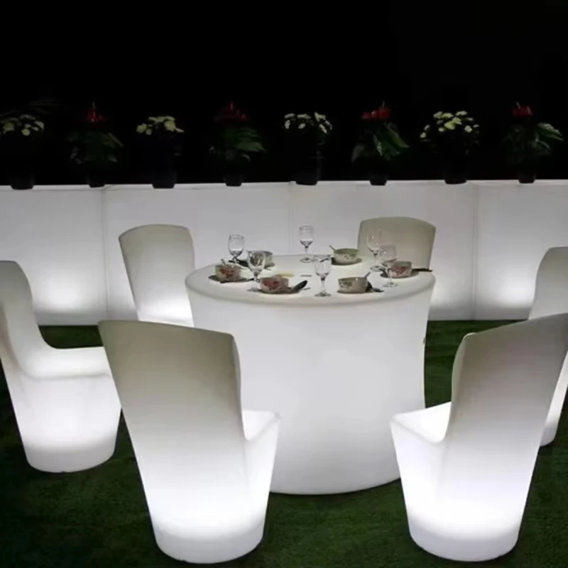 

Modern Design Bistro Restaurant Table and Chair Set RGB Color Light Emitting Diode Outdoor Lighting Garden Furniture