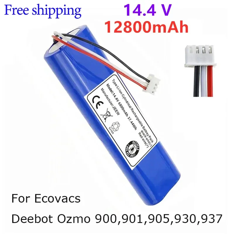 

Rechargeable Battery 2023NEW Hot Selling 14.4 V 12800mAh Robotic Vacuum Battery Pack for Ecovacs Deebot Ozmo 900 901 905 930 937