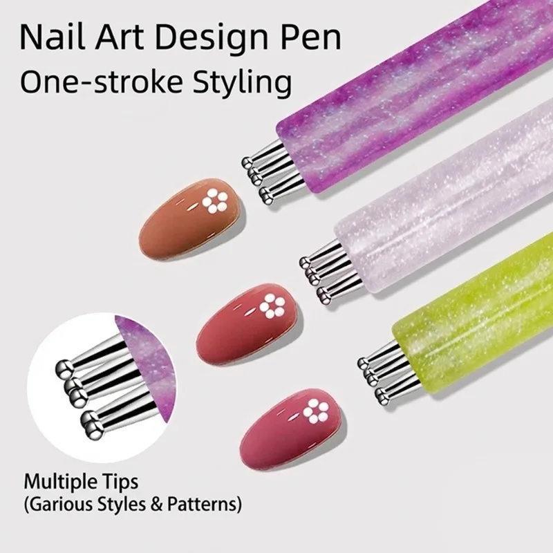 5-Petal Flower Nail Dotting Pen -Flower Creator 1.8mm Fine Tip Rhinestone Pickers Marbleizing Draw Painting Pens Tools