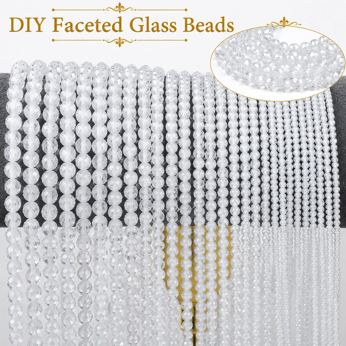 2-4mm 42pcs Stone Half a strand of faceted white zirconia Spacer Loose Beads For Jewelry Bracelets Necklace Making DIY Accessori