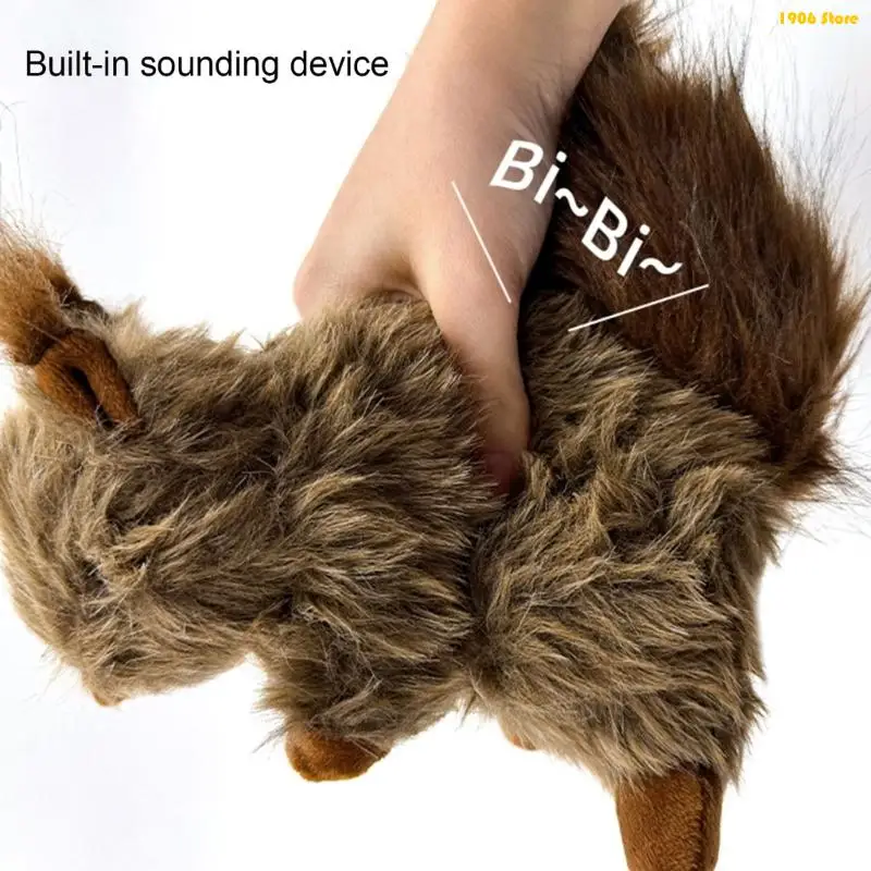 U1JB Realistic Squirrels Plush Dog Toy With Noise Making Chewable Bites Resistant