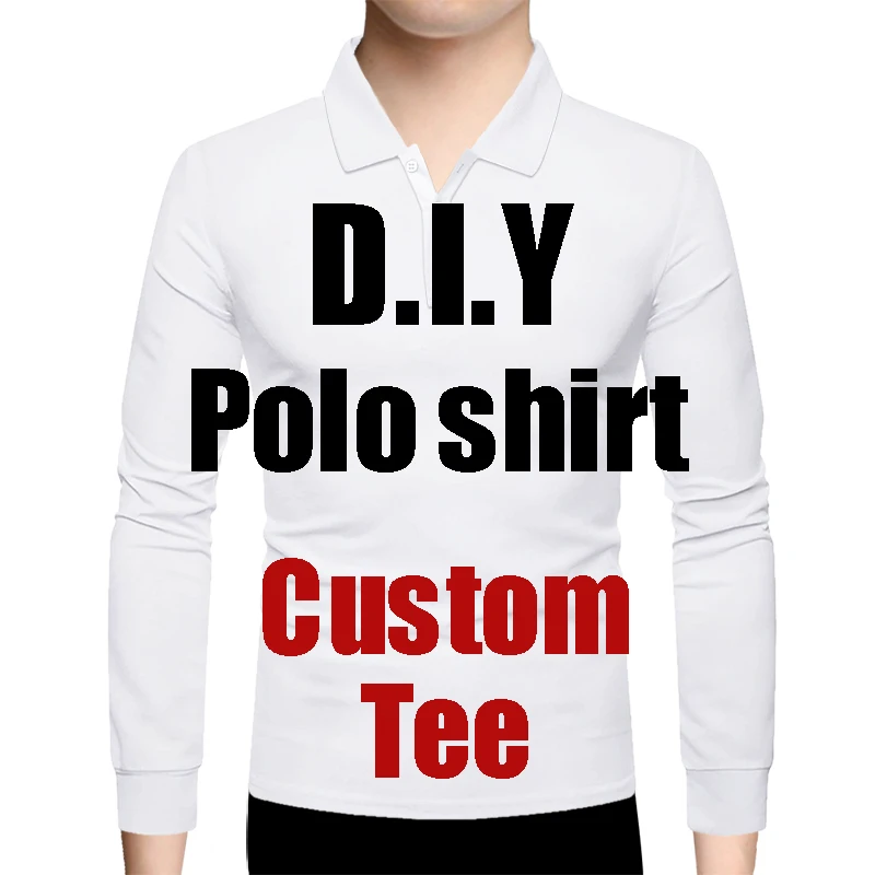 CJLM EU Size Customized Polo Shirt Men Long Sleeve Shirt Male 3D DIY Picture/Name Shirts Men's Business Cheap Dropship Wholesale