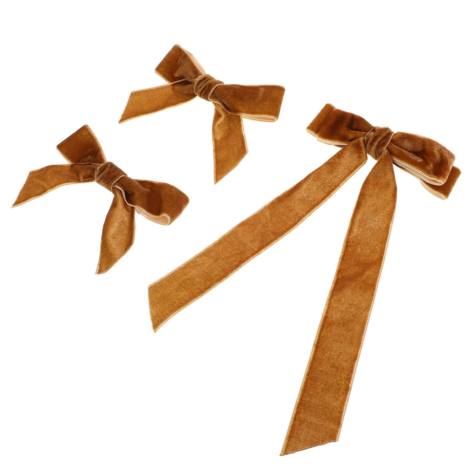 

3pcs Velvet Hair Clips Bow Design Fashion Accessories Black Girls Claw Barrettes Hair Bows Decorative Ribbon
