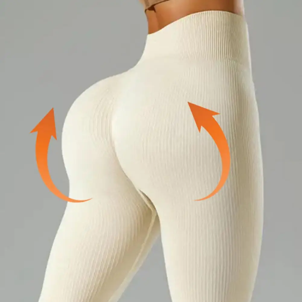 Yoga Pants High Stretch Women Casual Trousers with Elastic High Waist Pure Color Tight Fit Dance Work Leggings