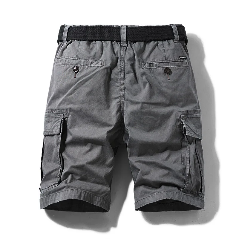 Slightly Elastic Multi-pocket Work Shorts Loose Straight Casual Shorts Trendy Shorts Shorts Large Size Solid Color Breeches
