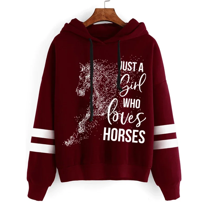 Loves Horses Thick Hoodies Animal Lovers Y2k Sweatshirt Men\'s Oversized Hoodie Ulzzang Women Clothing 2023 New Spring Kpop Hoody