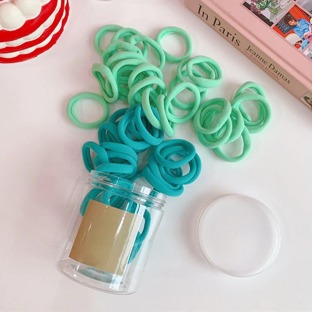 

50 Pcs/Box Korean Gradient Seamless Hair Ropes High Stretch Hair Rings Candy Color Towel Rings for Girls Women Hair Accessories