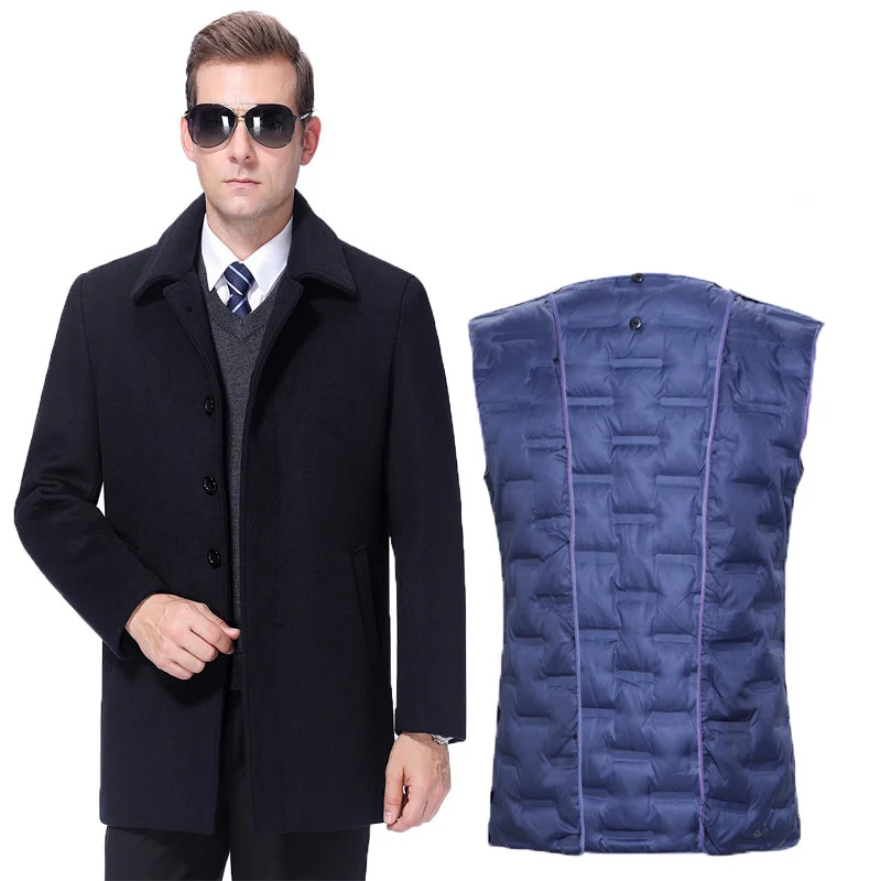 

Business Casual 65% Wool Coats Men Medium Thick Detachable Inner Woolen Men's Coat Autumn Winter Jacket Abrigo Hombre FCY