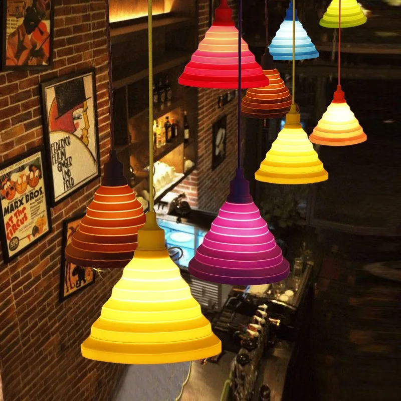 

Creative Colorful Pendant Lights Silicone Foldable Decorative Lamp for Children Bedroom Restaurant Clothing Store