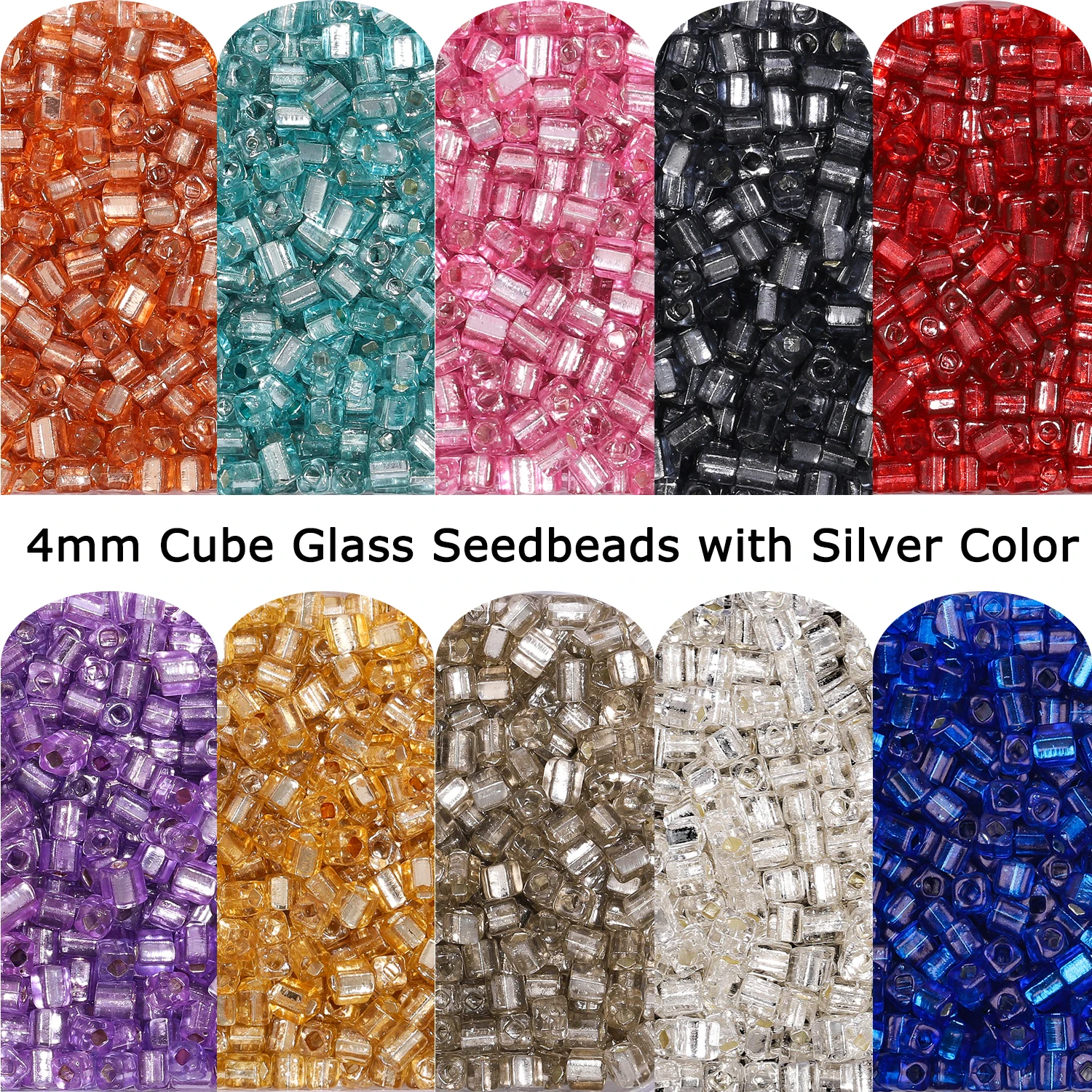 Colorful Czech Glass Crystal Seed Beads 4mm Boxed Cube Square Charms AB Plated Colour Waist Beads For DIY Jewelry Making 340pcs