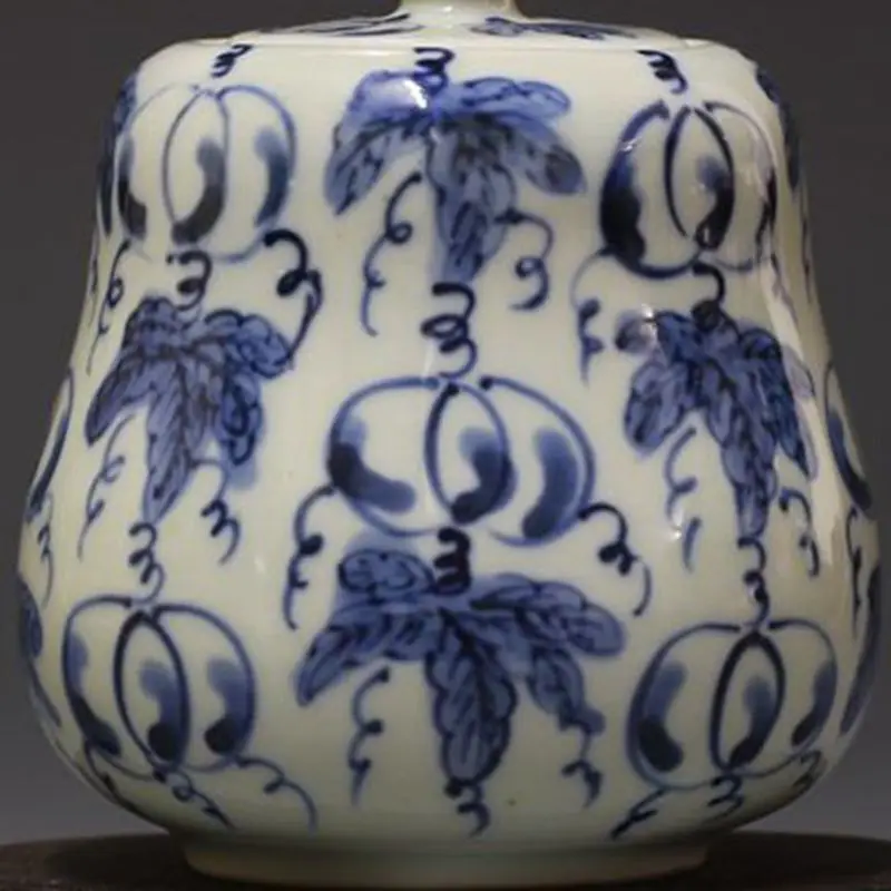 وعاء بورسلين صيني أزرق وأبيض على شكل عناب تشينغ 4.13 بوصة #2