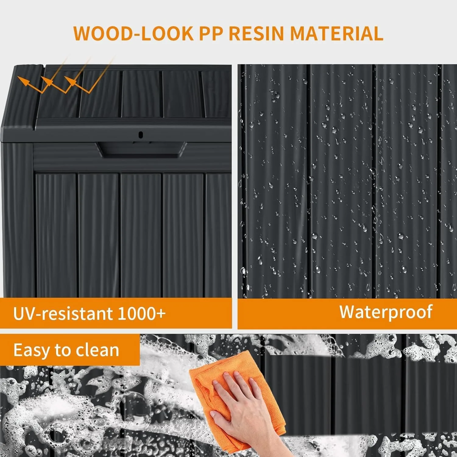 صندوق سطح مقاوم للماء بسعة 80 جالون - تخزين خارجي قابل للقفل لأثاث الفناء وأدوات الحدائق وإكسسوارات حمام السباحة مع مقابض جانبية #2