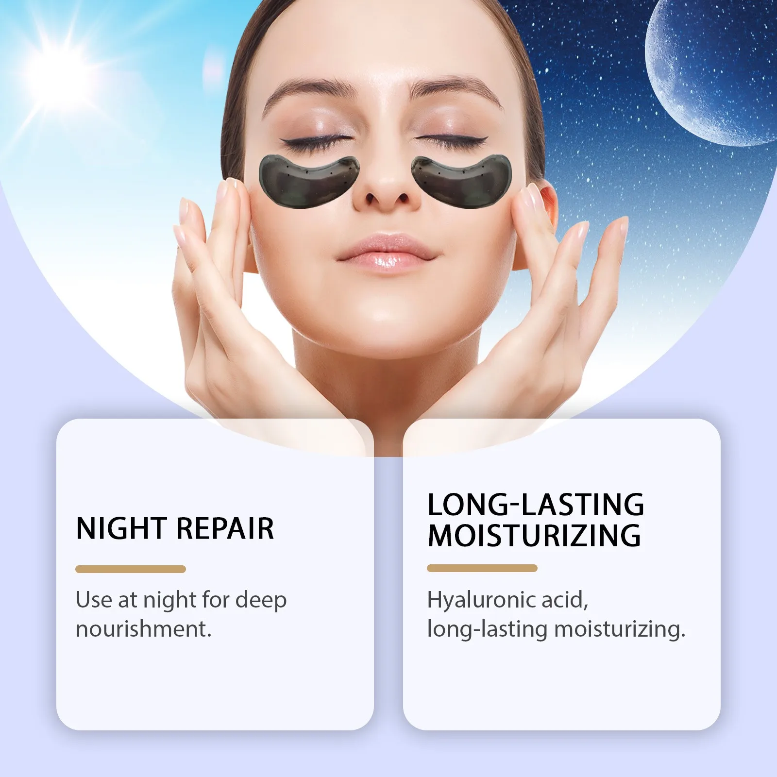 Collageengel oogmaskerpleisters voor nachtelijk gebruik - Verjongende behandeling onder de ogen om wallen, donkere kringen en wallen te verminderen 6 paar