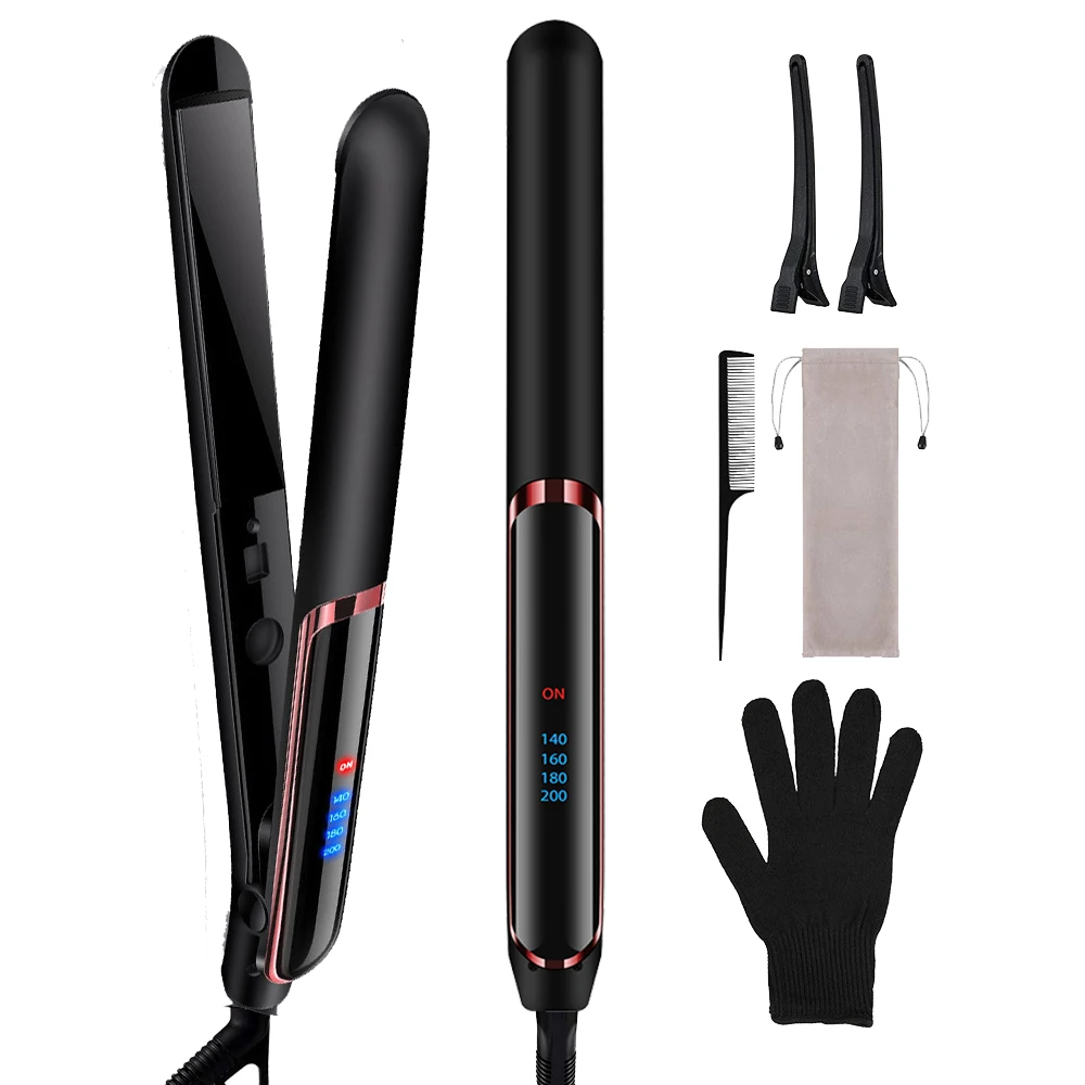 2 in 1 Hair Straightener Curler Set Dual Voltage Negative Ion Fast Heating for Versatile Styling Tool Perfect for Home Travel