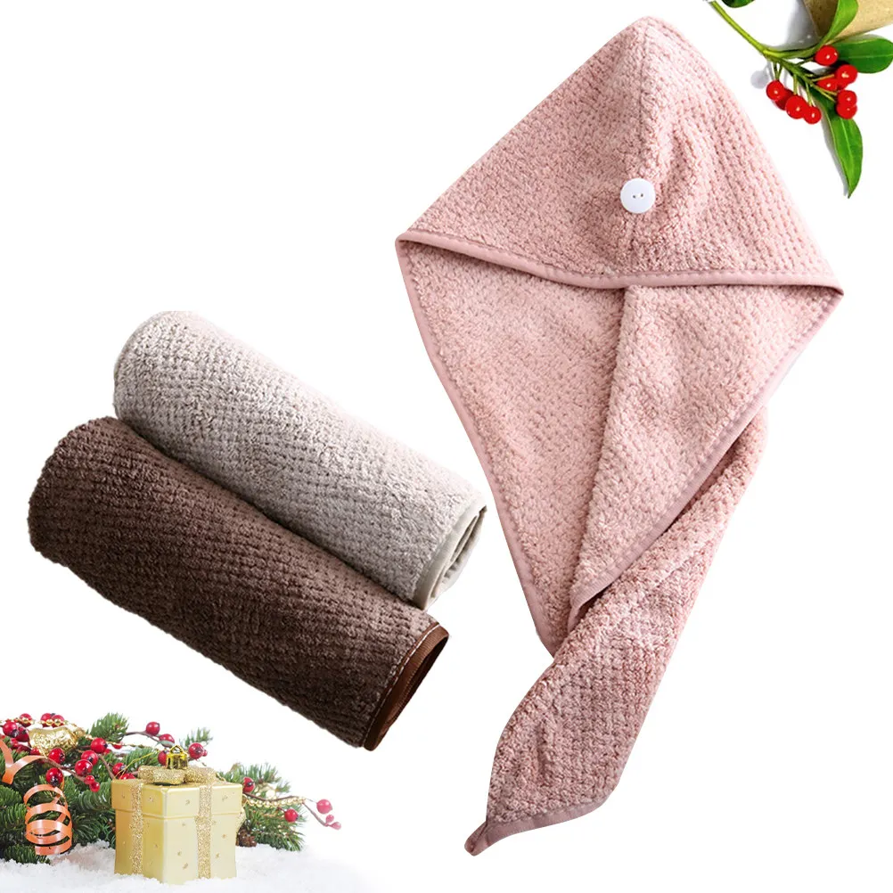 3Pcs Hair Drying Cap Quick Absorbent Drying Towel Wrap for Long Curly Straight Dyed Hair Home Travel Use