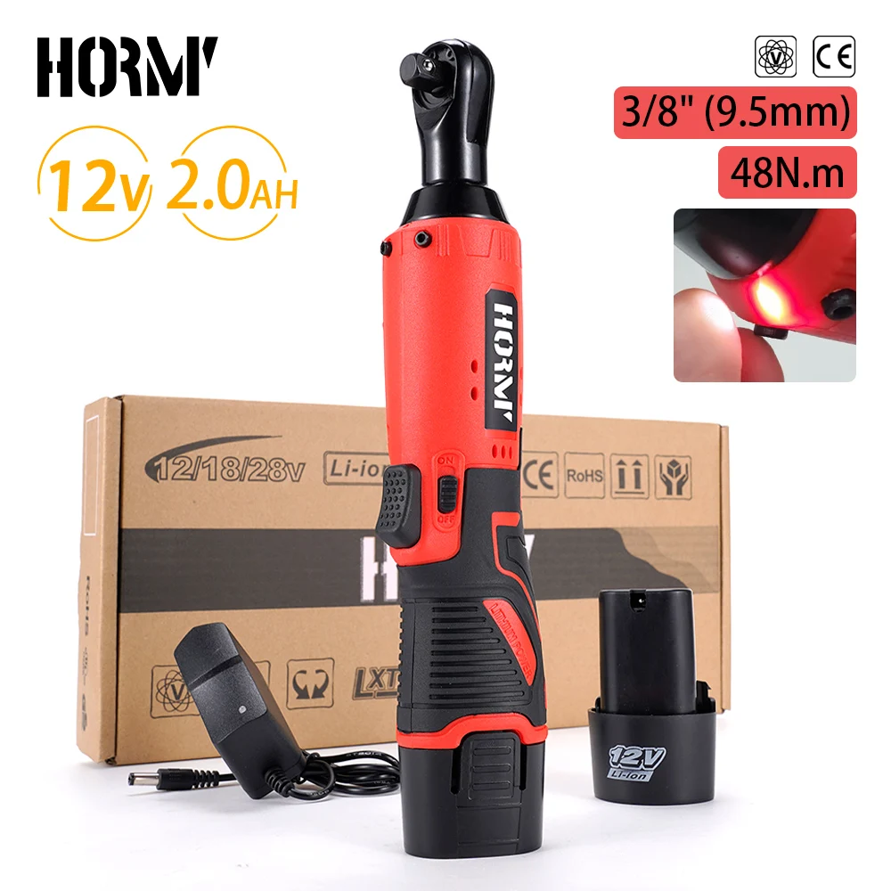 Hormy 3/8\'\' Ratchet Wrench 48N.m Lithium Car Repair Electric Screwdriver Wireless Stage Rack Tool Forward and Reverse Adjustment