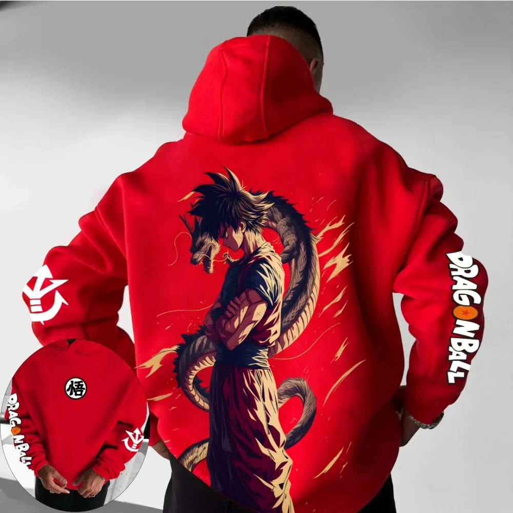 

2025 autumn new anime dragon ball hooded sweater Kids/AdultsY2K street fashion casual quick-drying oversized top T-shirt