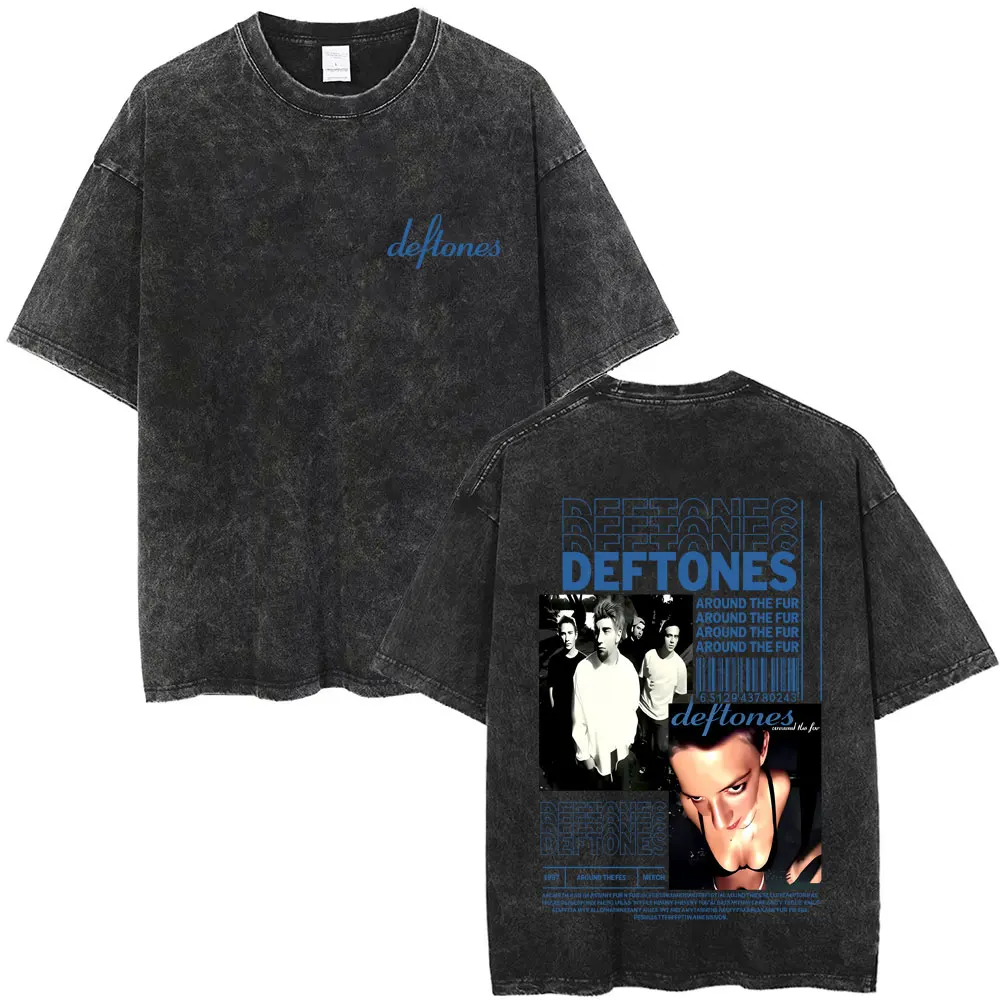 

Washed Vintage Deftones Around The Fur Album Graphic T-shirt Men Women Retro Rock Pop Music T Shirts Male Oversized Streetwear
