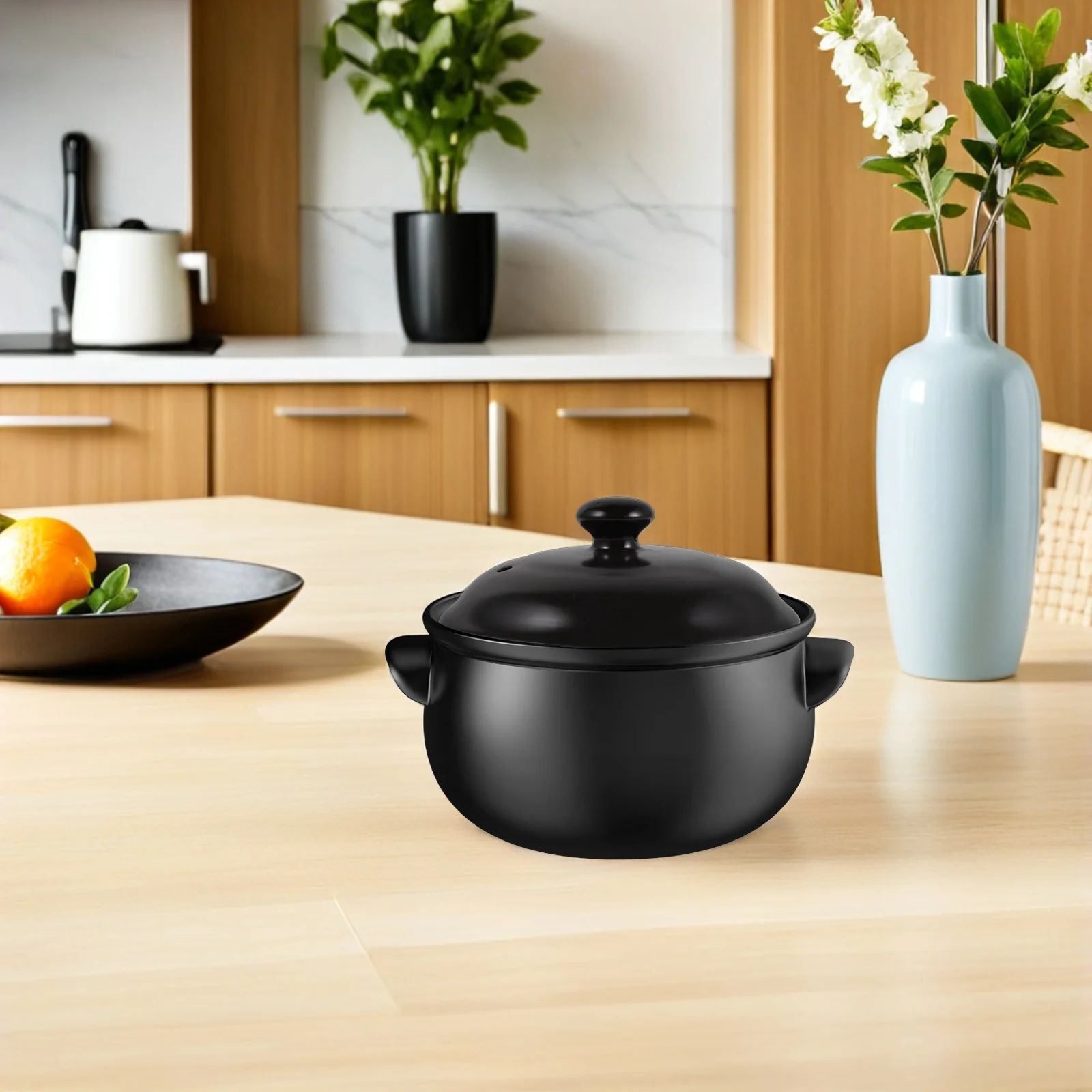 

Ceramic Pot Lid Replacement 19.5cm Round Heat Resistant Clay Pot Cover for Soup Stew Cooking Home Kitchen Casserole Cookware