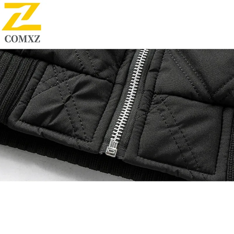 COMXZ الشتاء سترة سميكة الدافئة جولف الأعمال التزلج الشارع الحشو معطف السفر الحد الأدنى القطن وسادة مبطنة ملابس للرجال