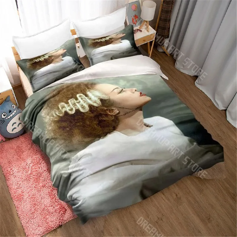 3D Printed Bride of Frankenstein Bedding Set for Boys Girls Duvet Cover Pillowcase Twin Queen King Full Single Double Sizes