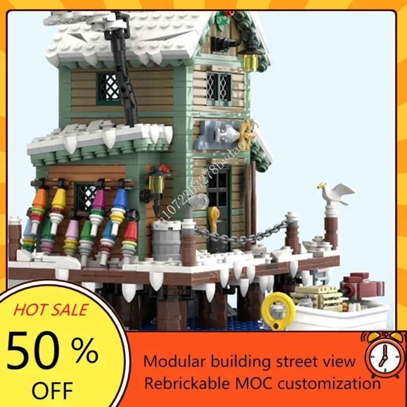 1405PCS Customized MOC Modular Winter Fish & Supply Street View Model Building Blocks Technology Bricks DIY Assembly Toys Gifts