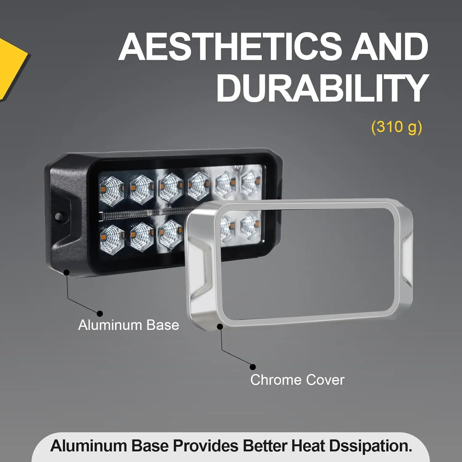 2 in 1 Amber Strobe Lights, with White Position Light, 12W Surface Mount Flashing Lights for Vehicles, LED Emergency Lights