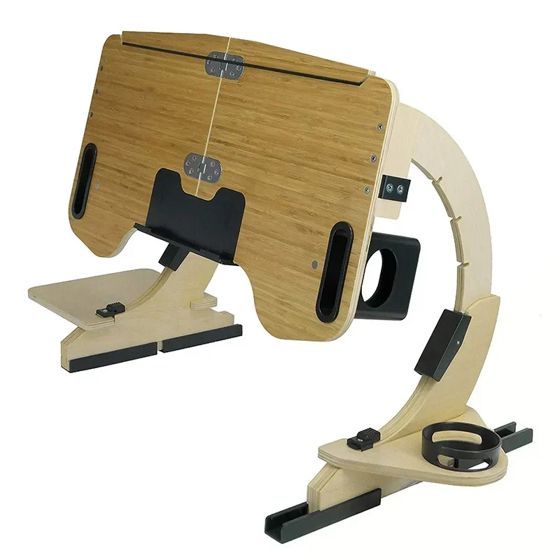 Suporte de madeira ajustável para notebook, suporte para computador de mesa, suporte dobrável portátil, mesa de cama multifuncional para pessoas preguiçosas