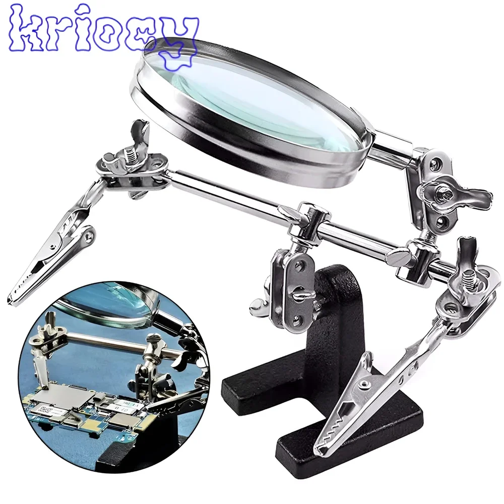 Welding Auxiliary Clip Magnifier Electric Circuit Board Repair Welding Iron Bracket Adjustable 5X Desktop Loupe Oldering Clamp