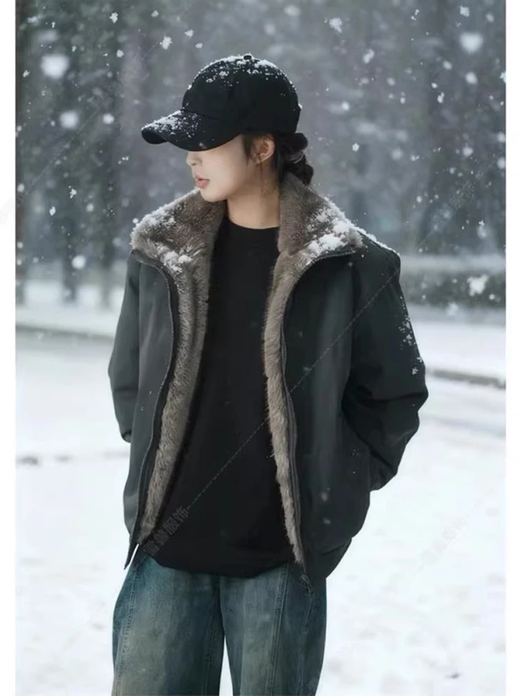 

Men's Double-Sided Wear Canvas Jaet Thiened Fce Inner Retro American Sle Cotton Clothing Trendy Autumn Winter Coat