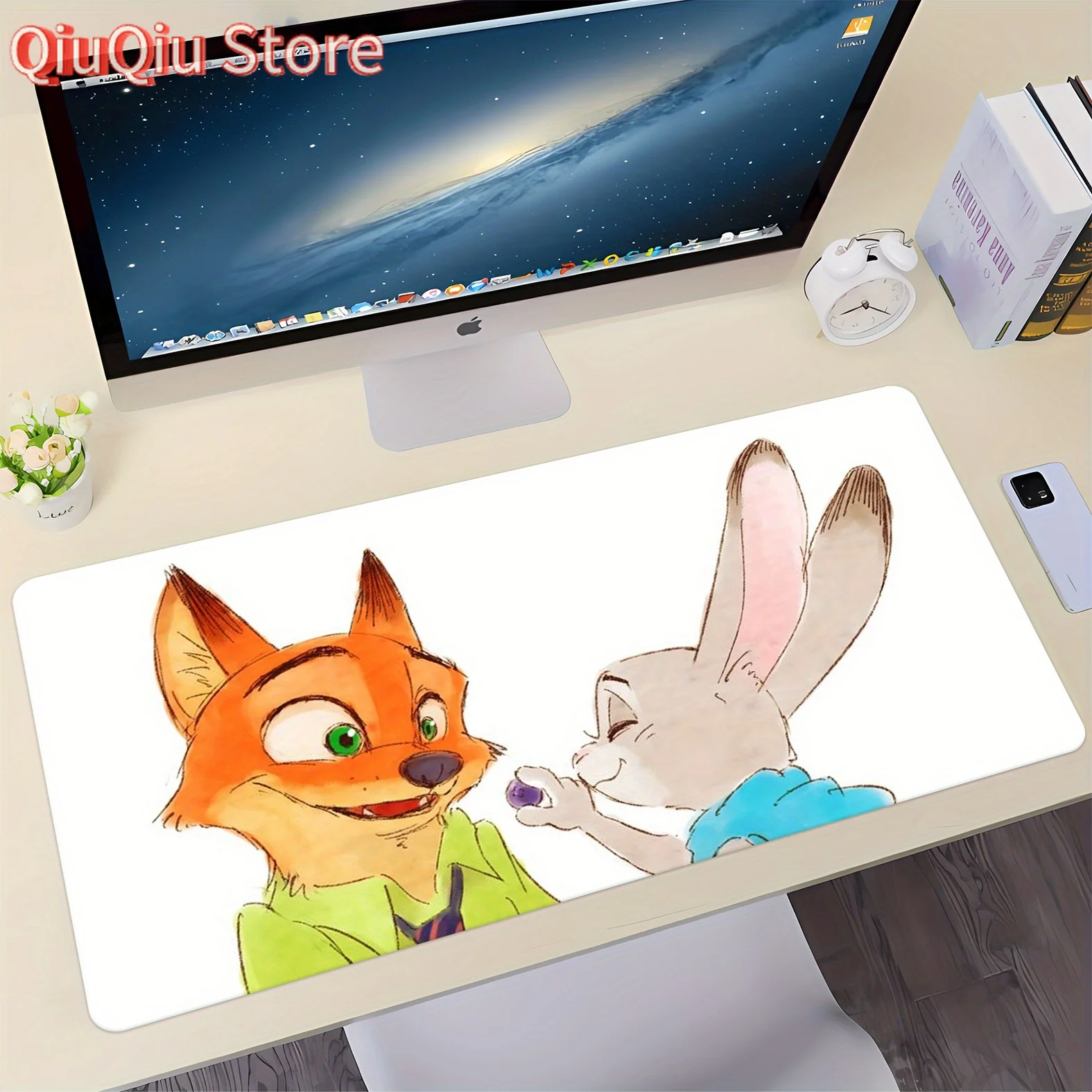 ディズニー ズートピア 公式 ジュディ・ホップス＆ニック・ワイルド マウスパッド - 滑り止めラバーベース、防水大型マウスパッド/デスクマット（PC用、Ga）