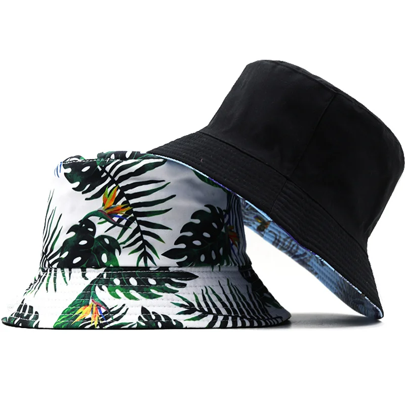 

Summer Sun Hat Reversible Black Flower Bucket Hat for Men Women Fishing Hat Bob Sad Boys Panama Fold Beach Outdoor Fisherman Hat