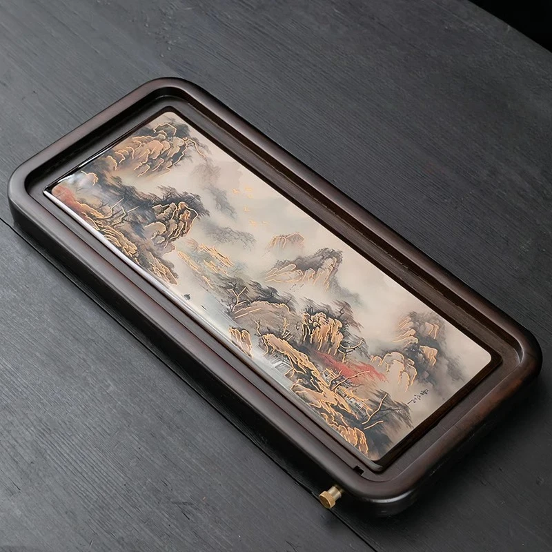 Color Changing Bamboo Tea Table Household Water Storage and Drainage Dual Use Landscape Chinese Tea Set Tray