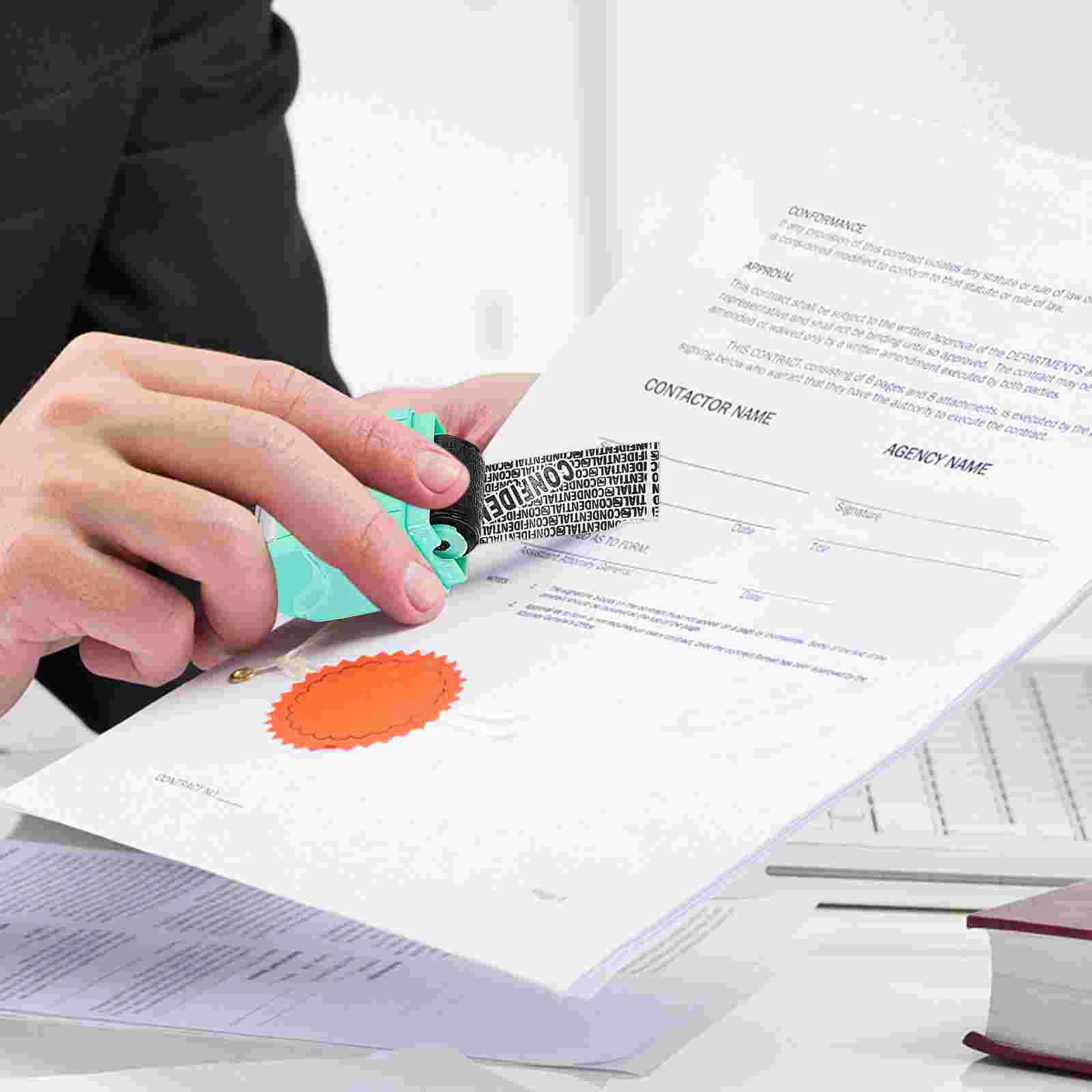 Stamps for Applicator Postage Portable Confidential Multifunction Security Yellow Plastic Roller