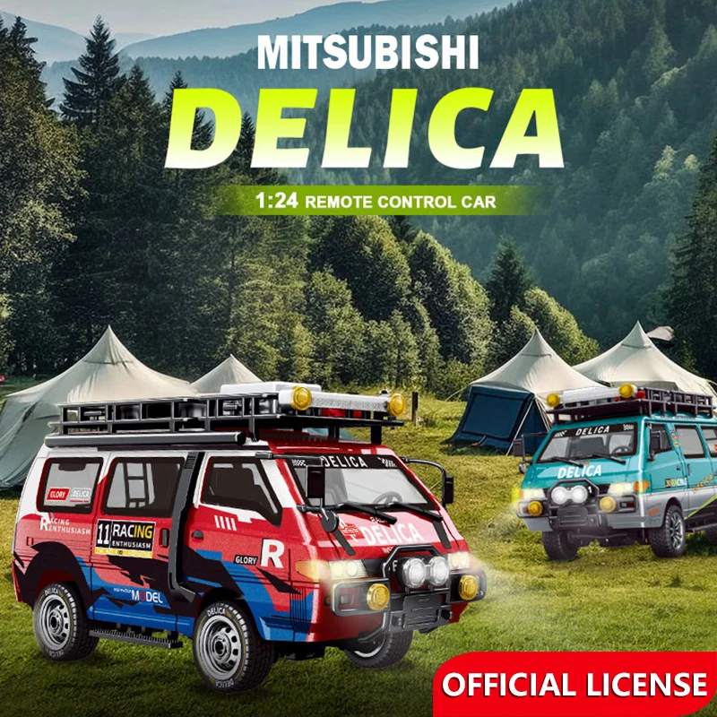 JXC 5813 Mitsubishi Delica 1/24 RC Car Toy 2.4G 4WD Full Proportional Remote Control Off-road LED Mini Van Model Racing Gift