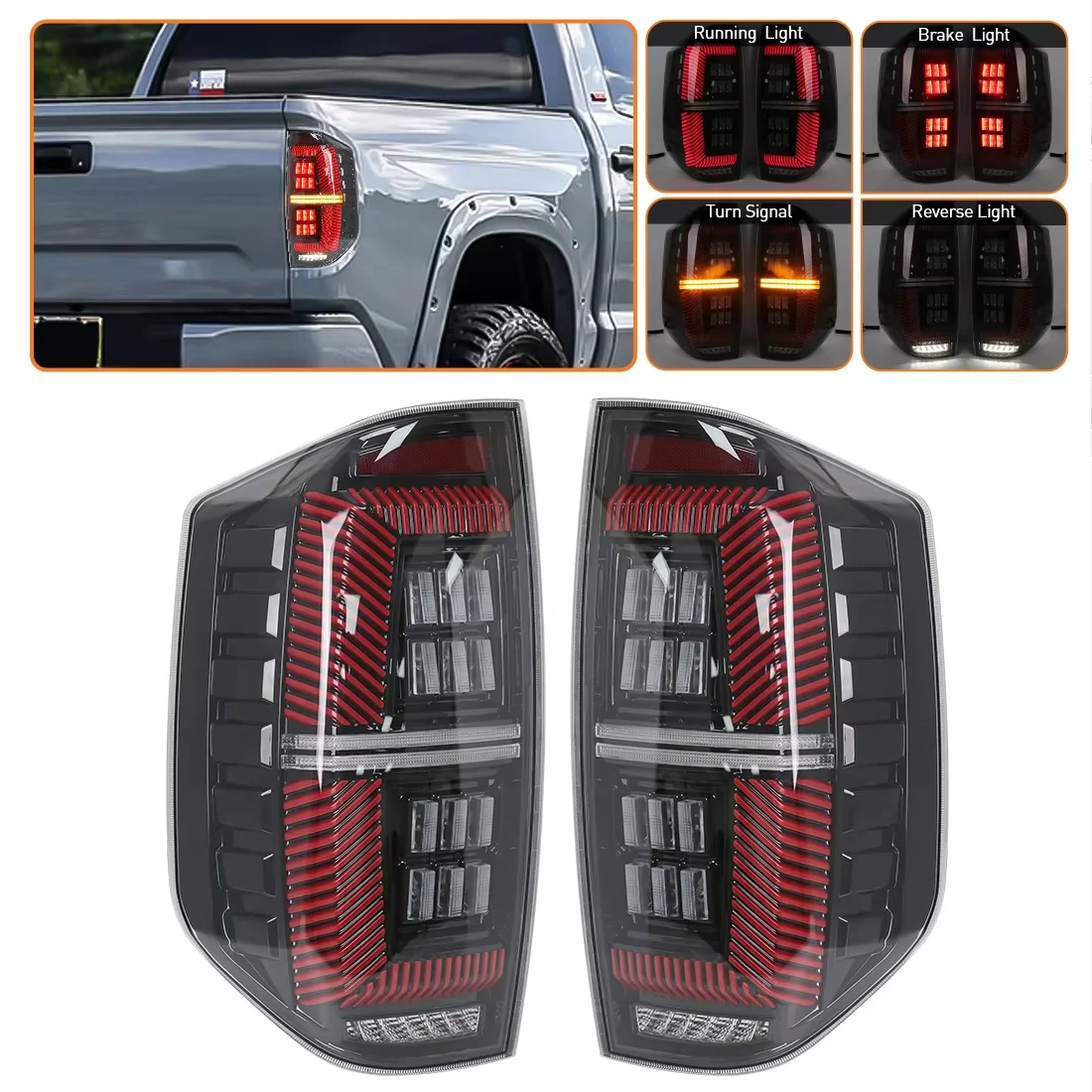 Car LED Tail Light Assembly Fit For Toyota Tundra 2014 2015 2016 2017 2018 2019 2020 2021 Sequential Turn Signal DRL Brake Light