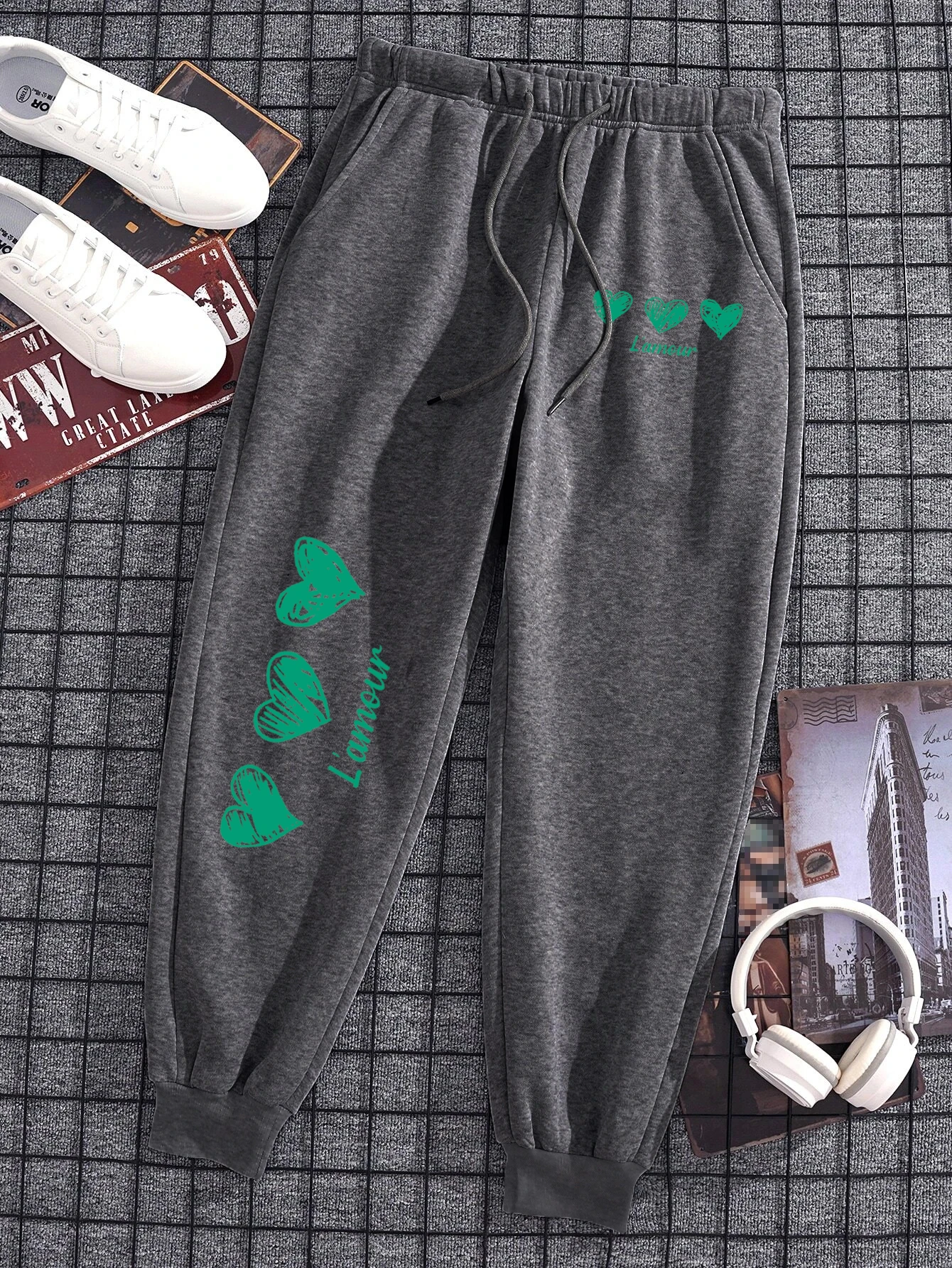 3 Hearts Of Love Printed Men Women Sportswear Drawstring Jogging Sports Pants Fleece Running Wear Fit Casual Tracksuit Couple